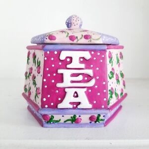 Ceramic Tea Canister Vintage Sweet Shabby Chic LoveShack Fancy Floral Coquette